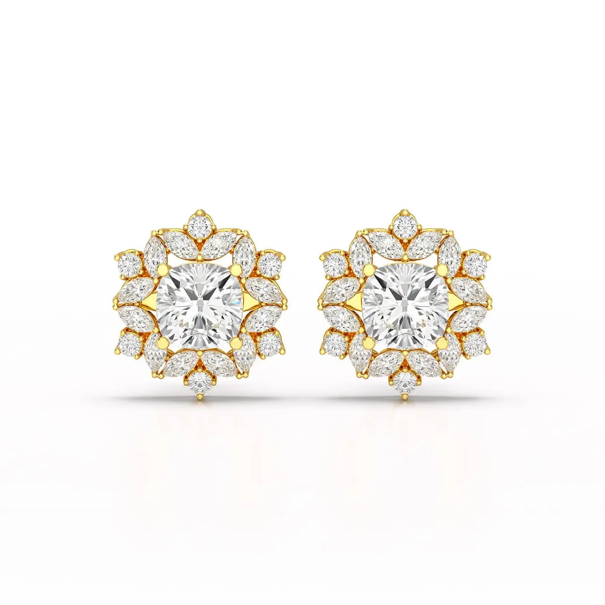 2.94 CT Lab Diamond Halo Cushion Earring Jama Jewels