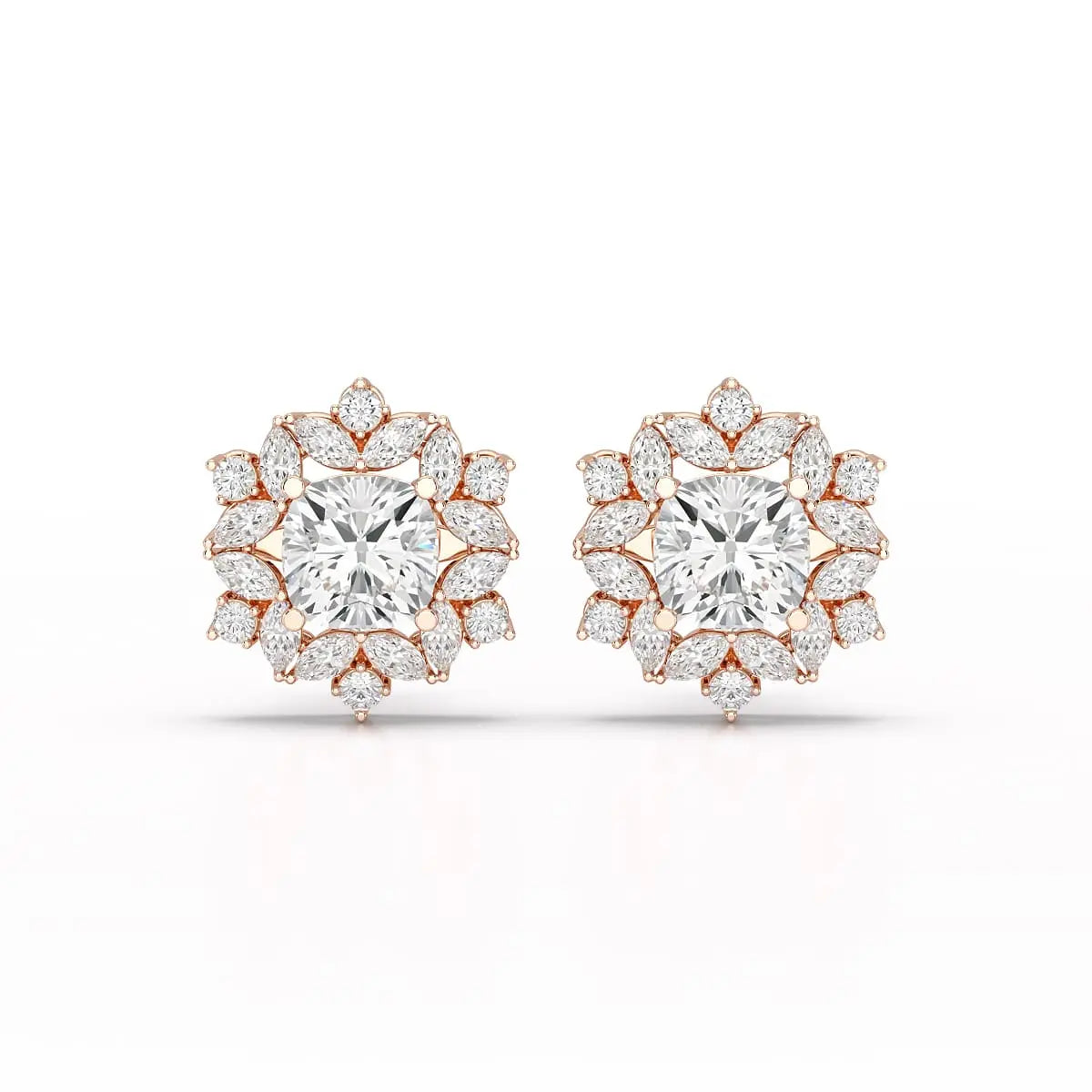 2.94 CT Lab Diamond Halo Cushion Earring Jama Jewels