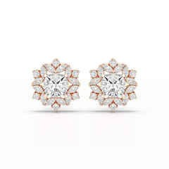 2.94 CT Lab Diamond Halo Cushion Earring Jama Jewels