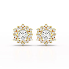 2.94 CT Lab Diamond Halo Cushion Earring Jama Jewels