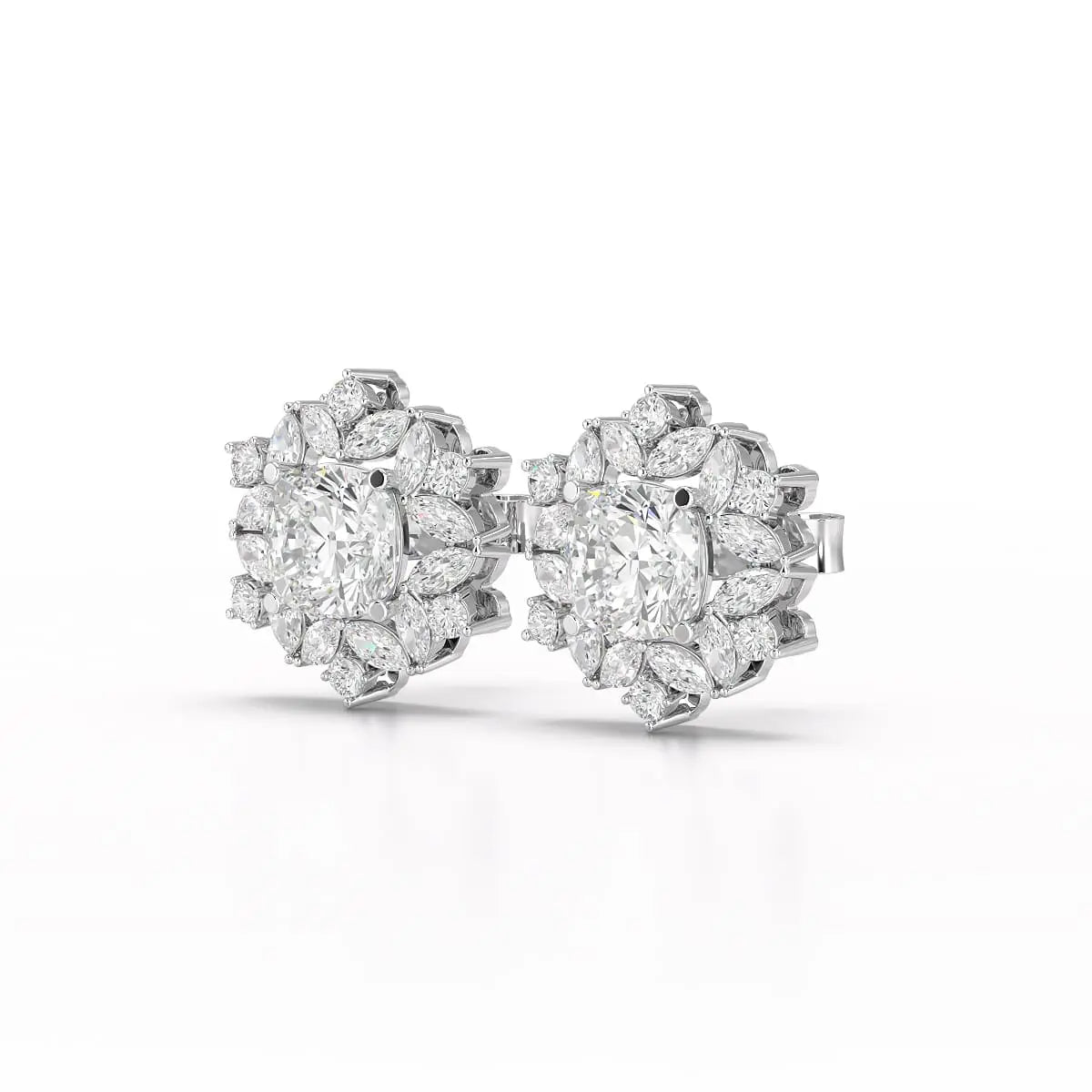 2.94 CT Lab Diamond Halo Cushion Earring Jama Jewels