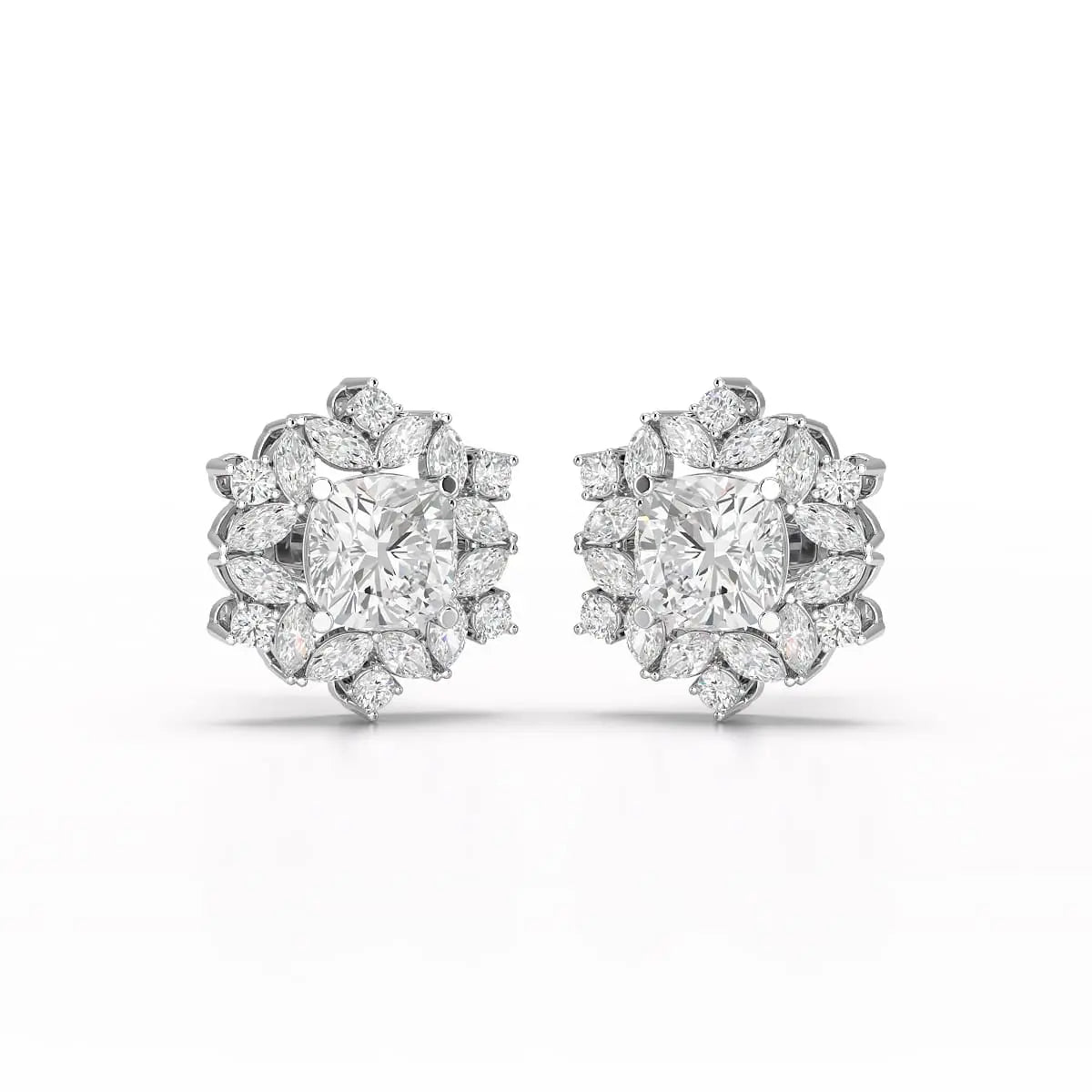 2.94 CT Lab Diamond Halo Cushion Earring Jama Jewels