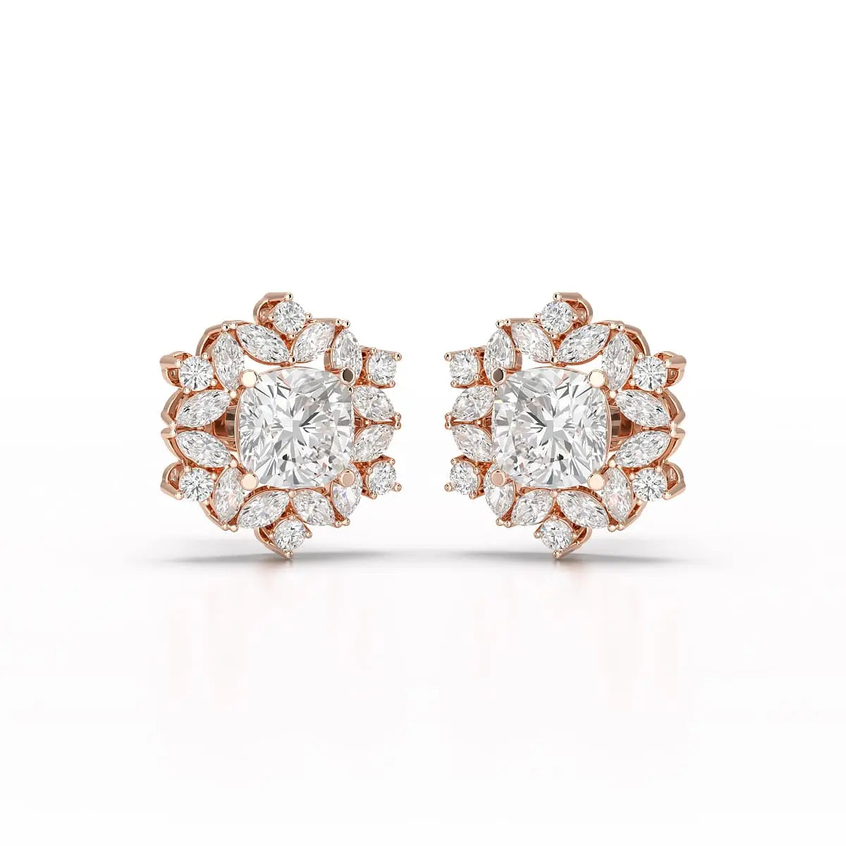 2.94 CT Lab Diamond Halo Cushion Earring Jama Jewels