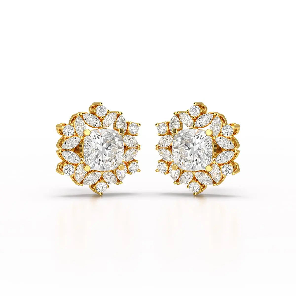 2.94 CT Lab Diamond Halo Cushion Earring Jama Jewels
