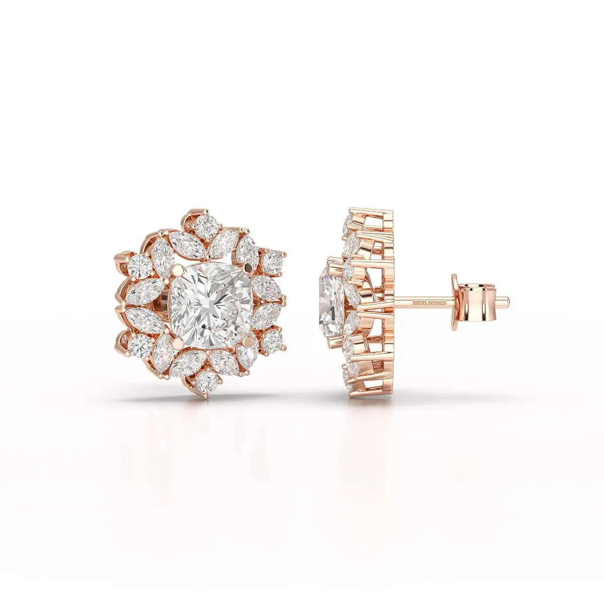 2.94 CT Lab Diamond Halo Cushion Earring Jama Jewels