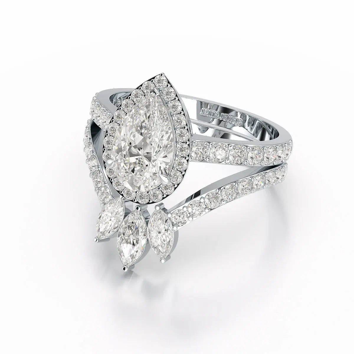3 CT Marquise and Pear Cut Double Layer Lab Diamond Ring Jama Jewels