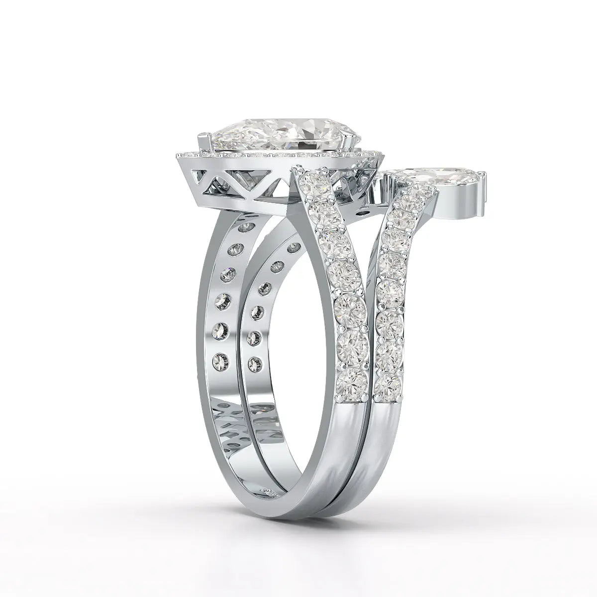 3 CT Marquise and Pear Cut Double Layer Lab Diamond Ring Jama Jewels