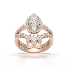 3 CT Marquise and Pear Cut Double Layer Lab Diamond Ring Jama Jewels