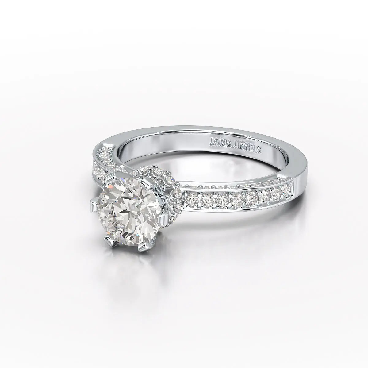 Round Lab Diamond 1.65 CT Simple Wedding Ring - Jama Jewels