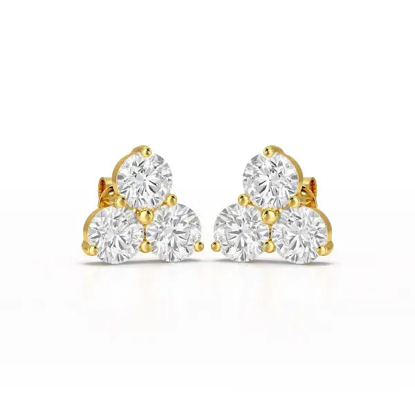 2 CT Three Stone Round Lab Diamond Earring