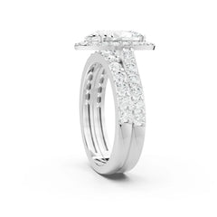 3.05 CT Oval Cut Twin Ring with Round Diamonds