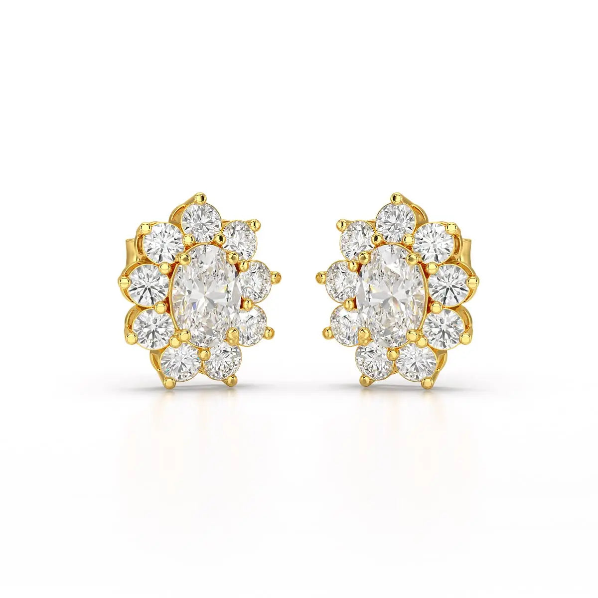 3.06 CT Lab Diamond Oval Cut Stud Earrings Jama Jewels