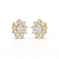 3.06 CT Lab Diamond Oval Cut Stud Earrings Jama Jewels
