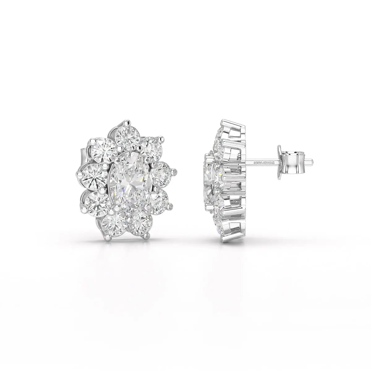 3.06 CT Lab Diamond Oval Cut Stud Earrings Jama Jewels