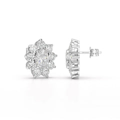 3.06 CT Lab Diamond Oval Cut Stud Earrings Jama Jewels
