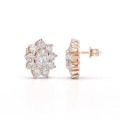 3.06 CT Lab Diamond Oval Cut Stud Earrings Jama Jewels