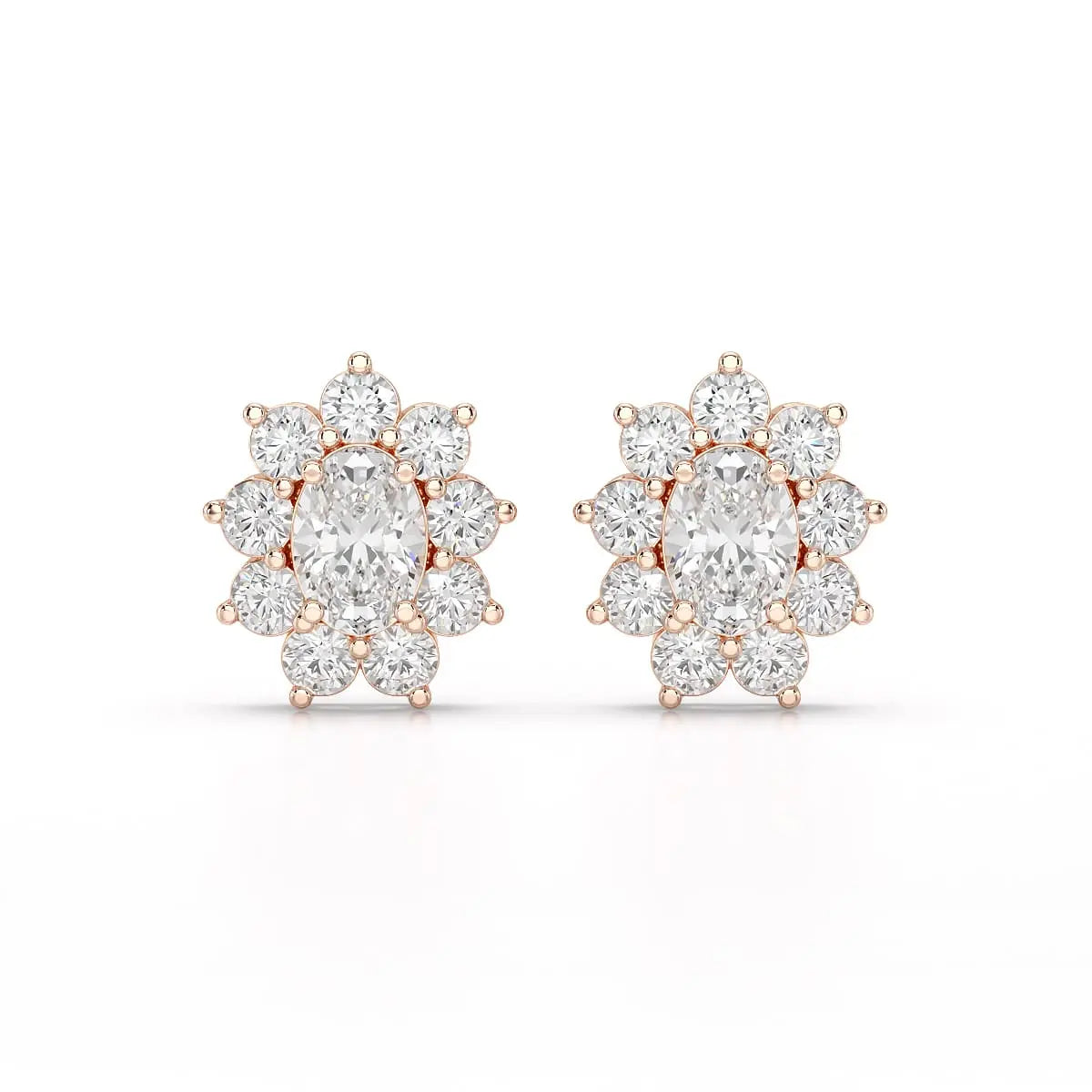 3.06 CT Lab Diamond Oval Cut Stud Earrings Jama Jewels