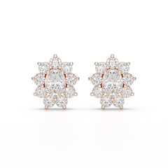 3.06 CT Lab Diamond Oval Cut Stud Earrings Jama Jewels