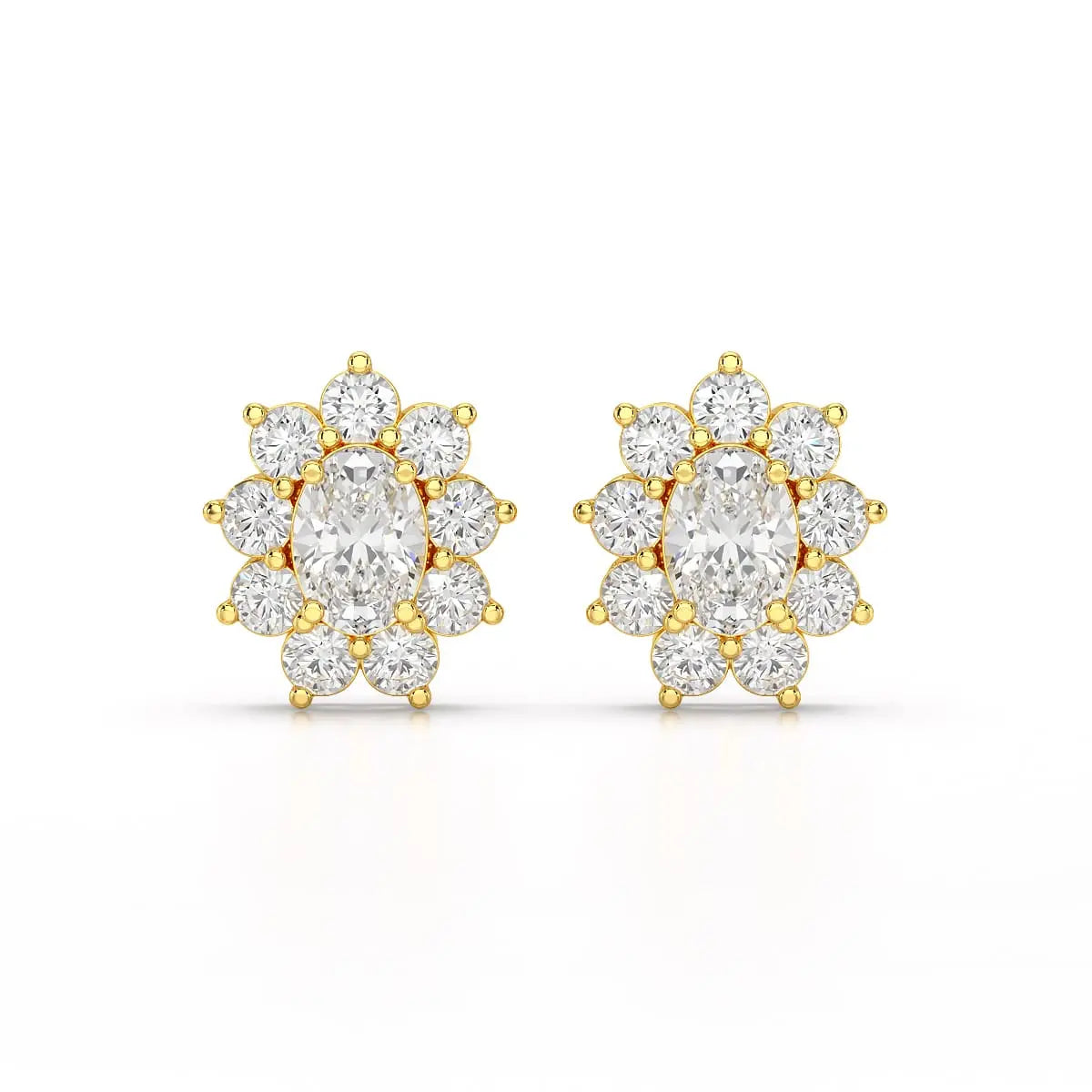 3.06 CT Lab Diamond Oval Cut Stud Earrings Jama Jewels