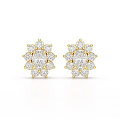 3.06 CT Lab Diamond Oval Cut Stud Earrings Jama Jewels