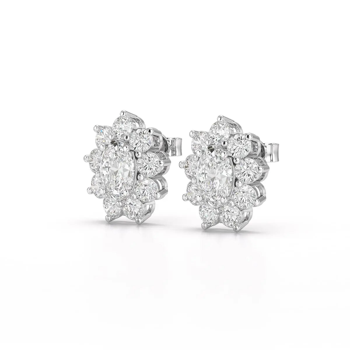 3.06 CT Lab Diamond Oval Cut Stud Earrings Jama Jewels
