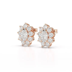 3.06 CT Lab Diamond Oval Cut Stud Earrings Jama Jewels
