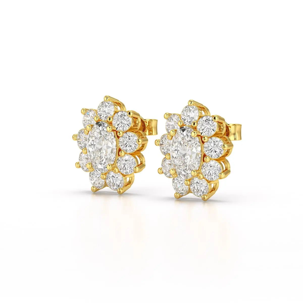 3.06 CT Lab Diamond Oval Cut Stud Earrings Jama Jewels