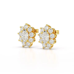 3.06 CT Lab Diamond Oval Cut Stud Earrings Jama Jewels