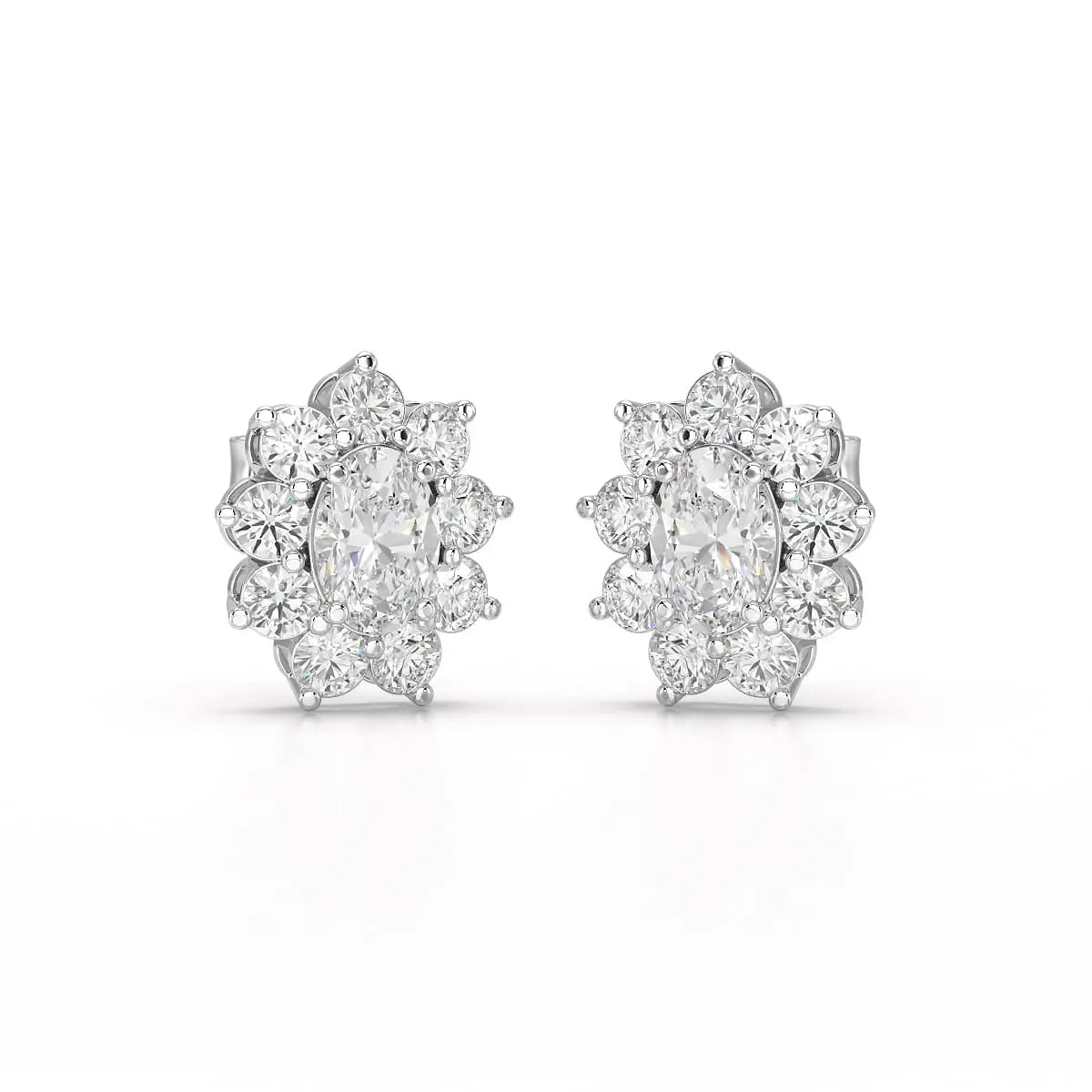 3.06 CT Lab Diamond Oval Cut Stud Earrings Jama Jewels