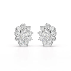 3.06 CT Lab Diamond Oval Cut Stud Earrings Jama Jewels