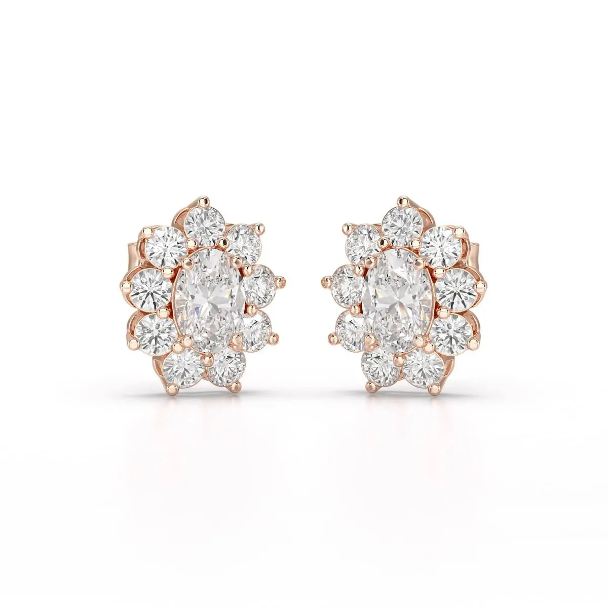 3.06 CT Lab Diamond Oval Cut Stud Earrings Jama Jewels
