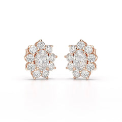 3.06 CT Lab Diamond Oval Cut Stud Earrings Jama Jewels