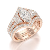 3.14 CT Marquise Cut Lab Diamond Layered Ring