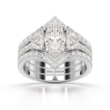 3.14 CT Marquise Cut Lab Diamond Layered Ring