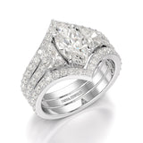 3.14 CT Marquise Cut Lab Diamond Layered Ring