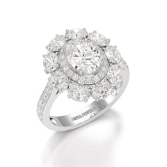 3.16 CT Halo Oval Cut Lab Diamond Ring Jama Jewels