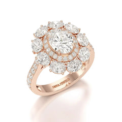 3.16 CT Halo Oval Cut Lab Diamond Ring Jama Jewels