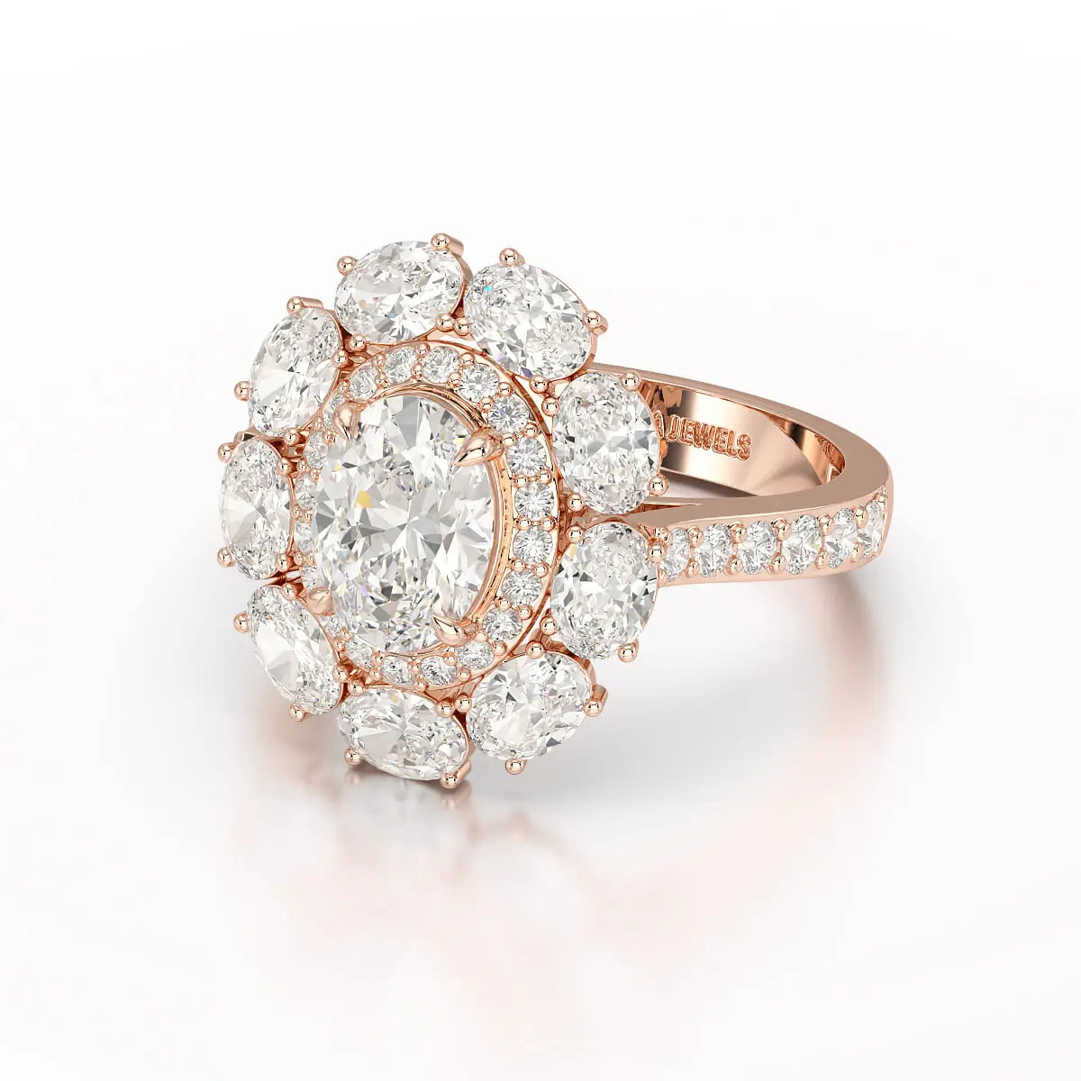 3.16 CT Halo Oval Cut Lab Diamond Ring Jama Jewels