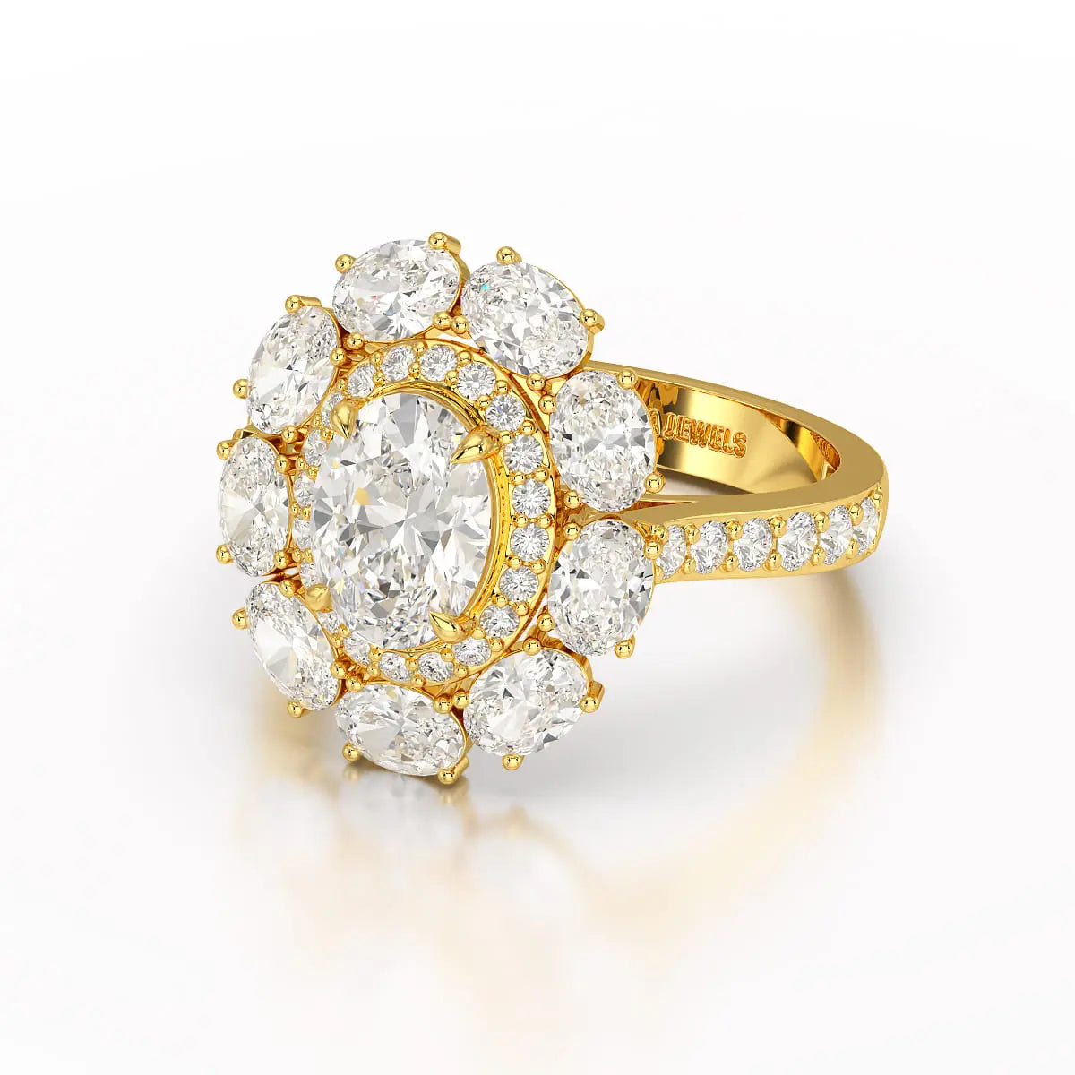 3.16 CT Halo Oval Cut Lab Diamond Ring Jama Jewels