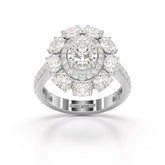 3.16 CT Halo Oval Cut Lab Diamond Ring Jama Jewels