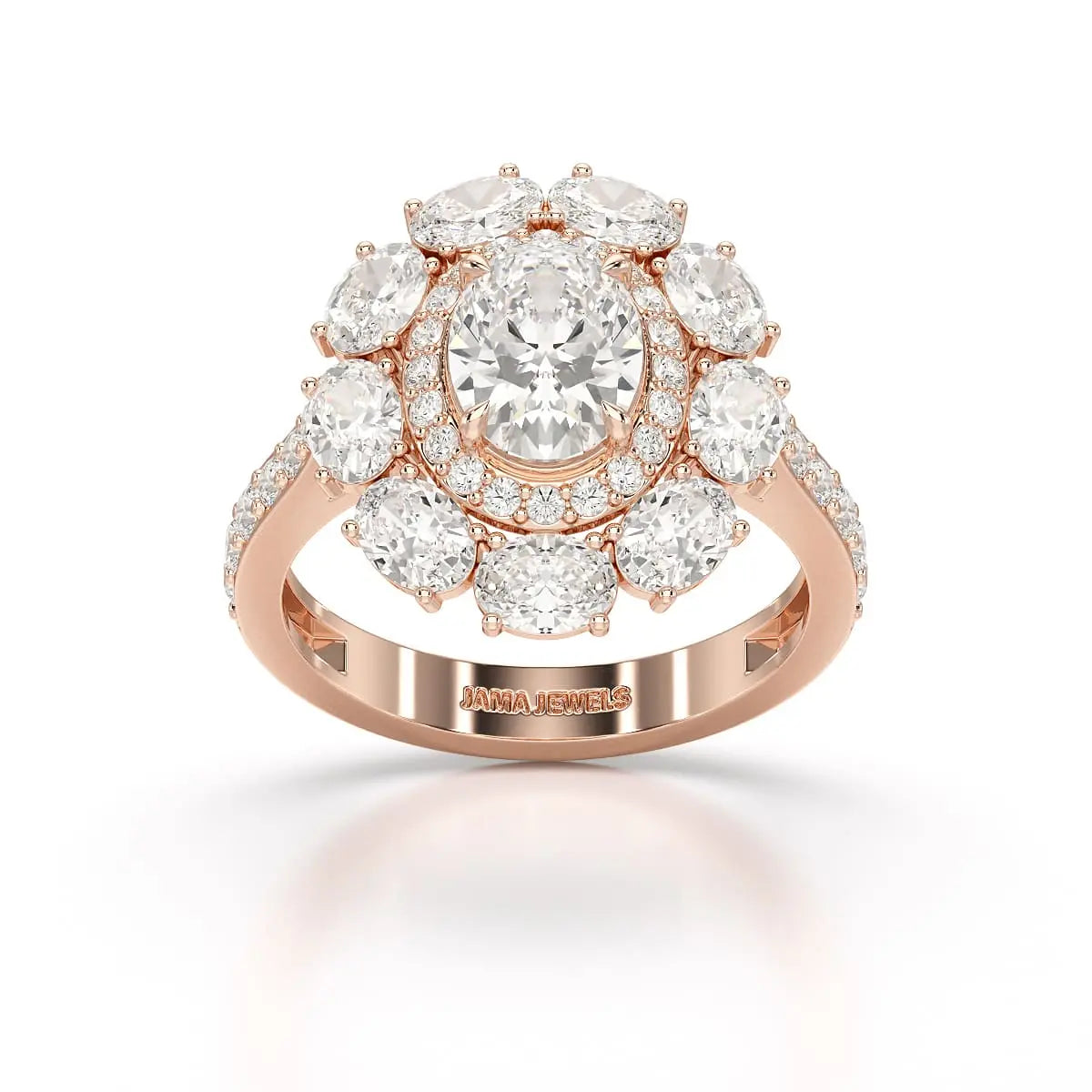 3.16 CT Halo Oval Cut Lab Diamond Ring Jama Jewels
