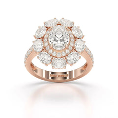 3.16 CT Halo Oval Cut Lab Diamond Ring Jama Jewels