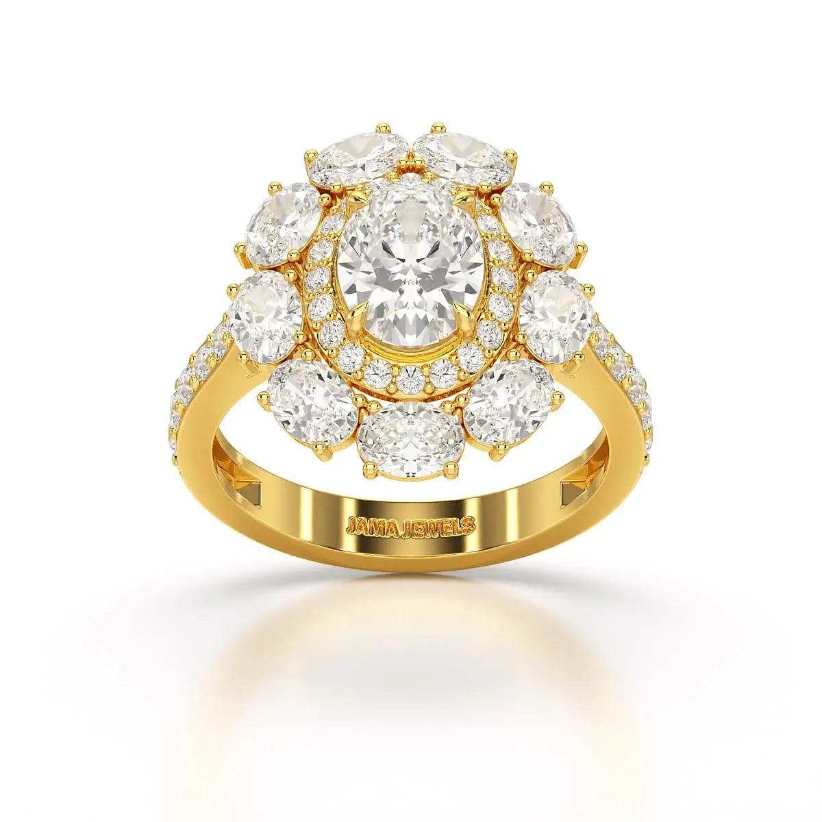 3.16 CT Halo Oval Cut Lab Diamond Ring Jama Jewels