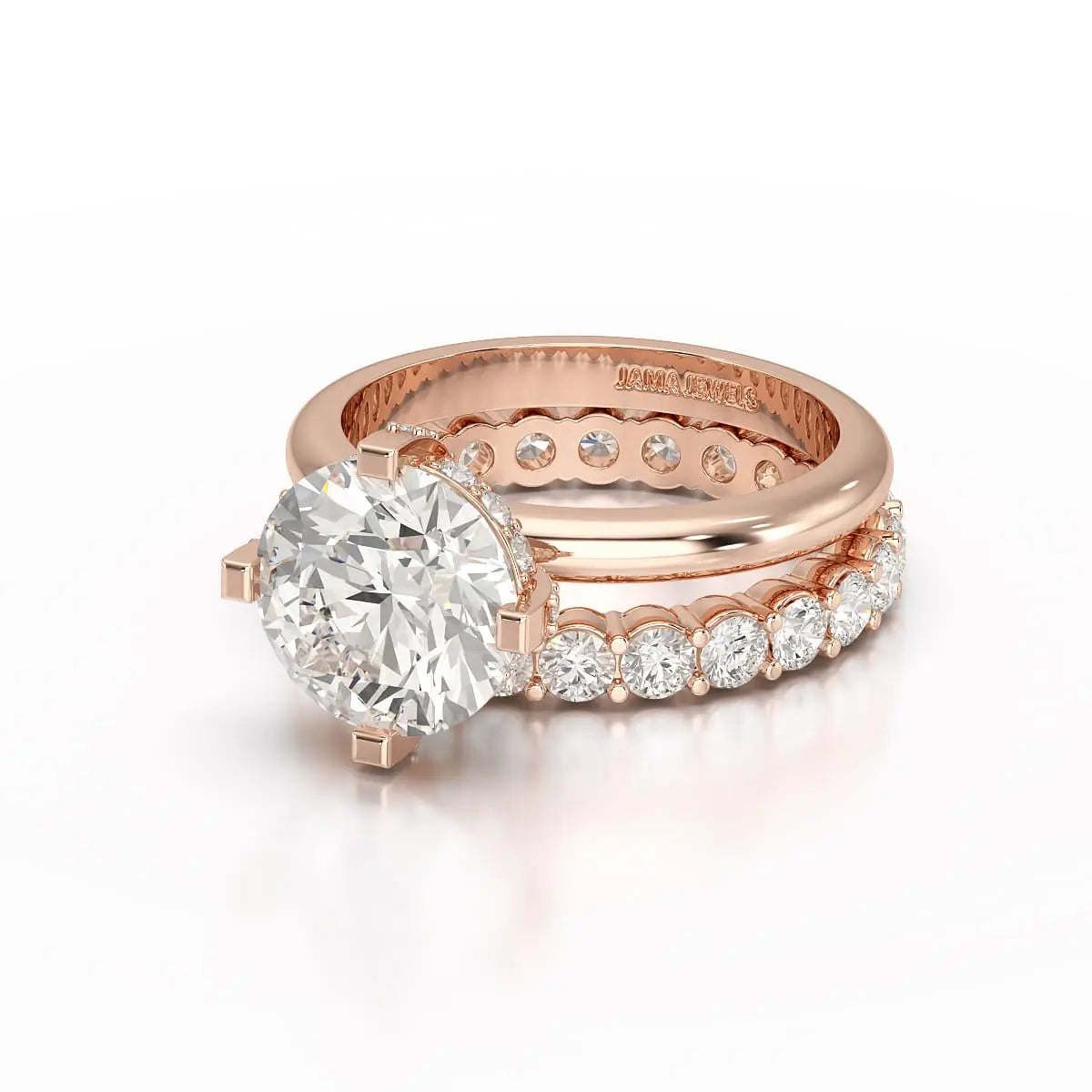 3.27 CT Round Cut Lab Diamond Hidden Halo Ring Jama Jewels