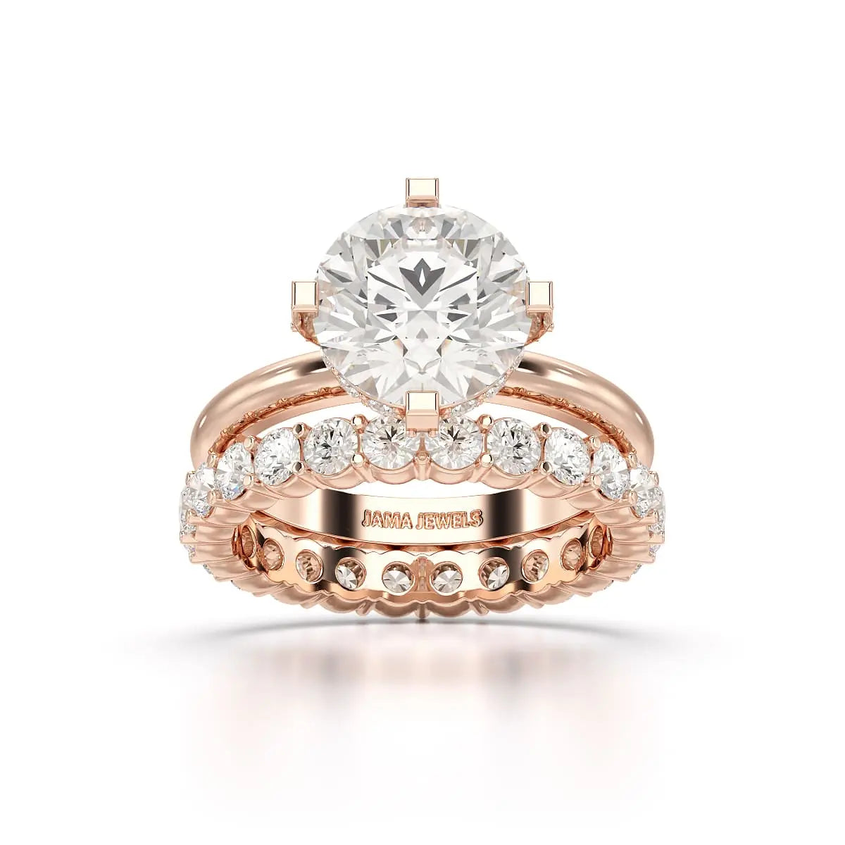 3.27 CT Round Cut Lab Diamond Hidden Halo Ring Jama Jewels