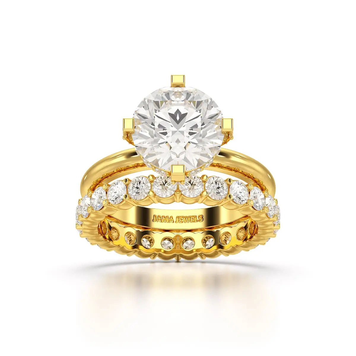 3.27 CT Round Cut Lab Diamond Hidden Halo Ring Jama Jewels