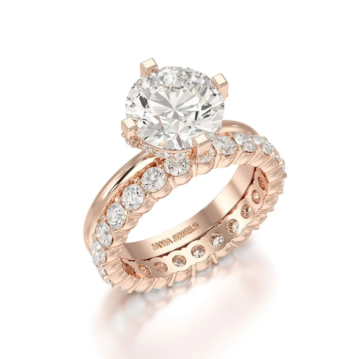 3.27 CT Round Cut Lab Diamond Hidden Halo Ring Jama Jewels