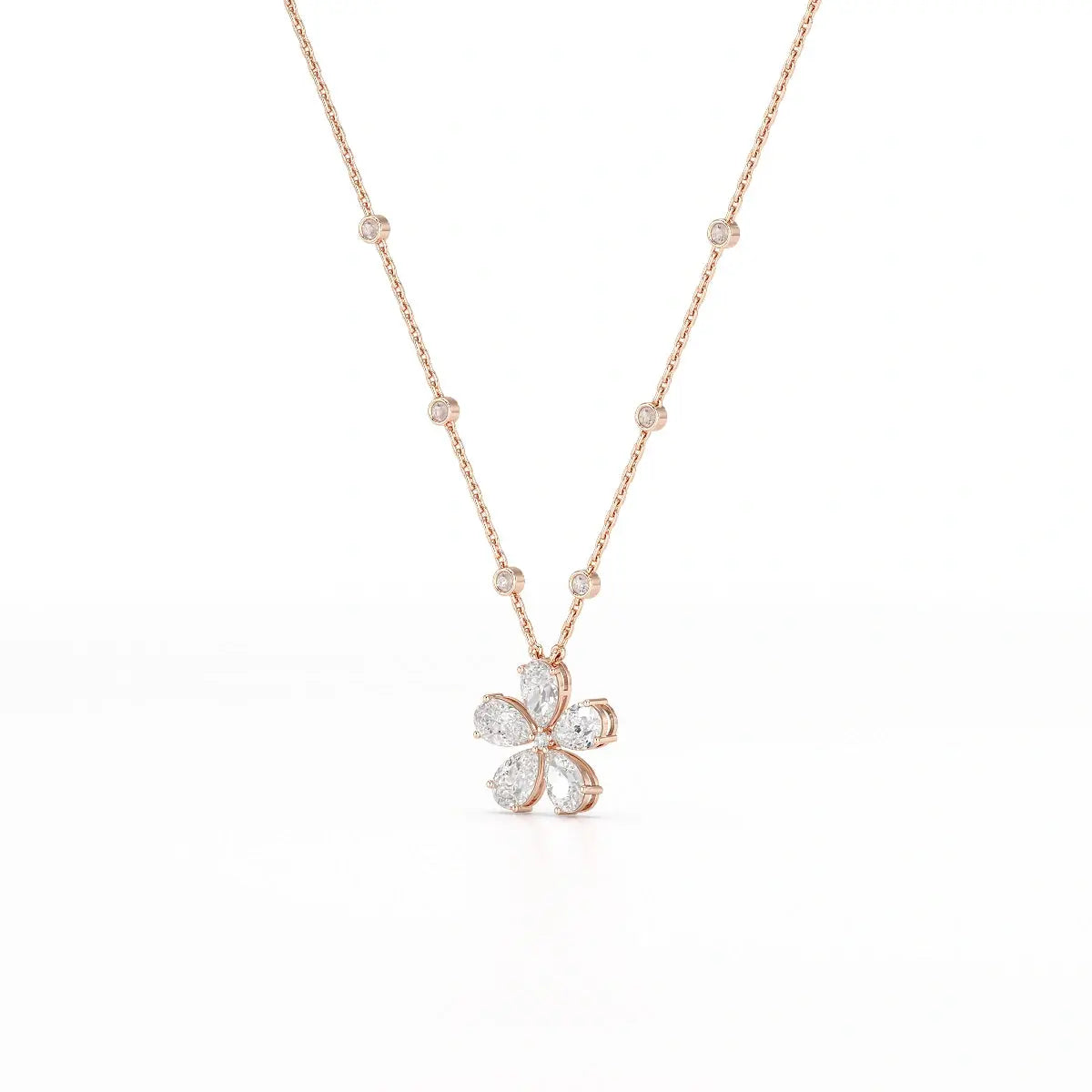 3.29 CT Pear Cut Lab Diamond Chain Pendant Jama Jewels