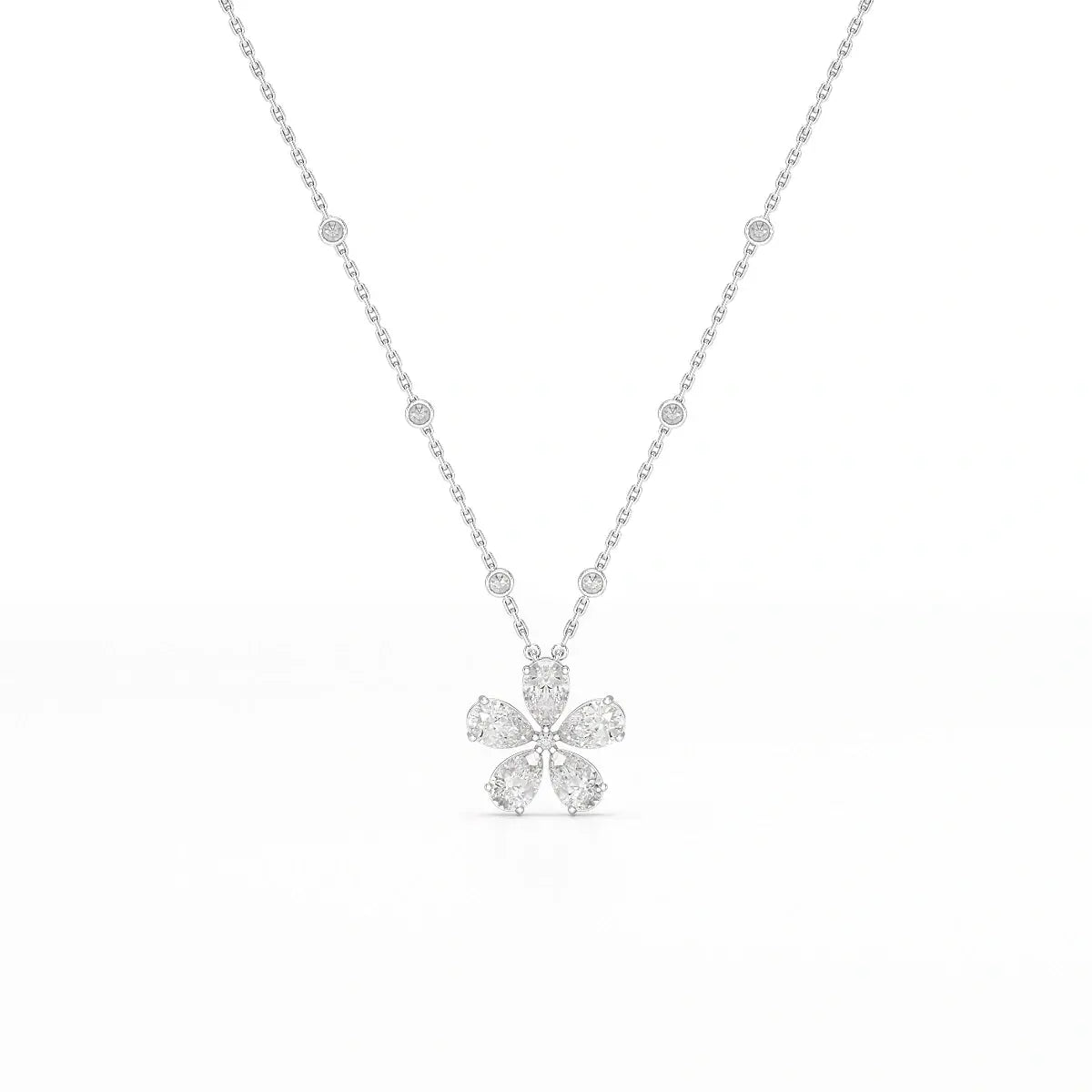 3.29 CT Pear Cut Lab Diamond Chain Pendant Jama Jewels
