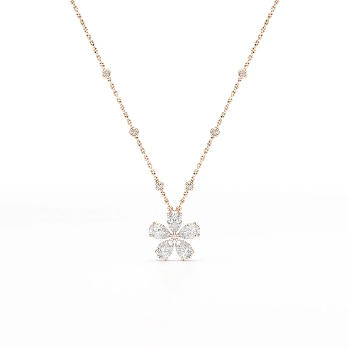 3.29 CT Pear Cut Lab Diamond Chain Pendant Jama Jewels
